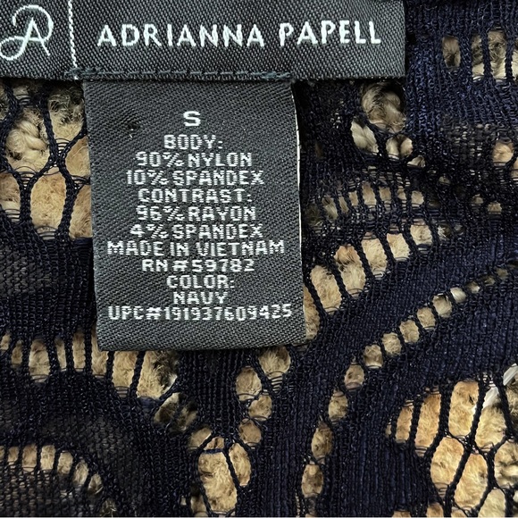 Adrianna Papell Navy Blue Sleeveless Lace Overlay Blouse Size Small - Picture 4 of 6